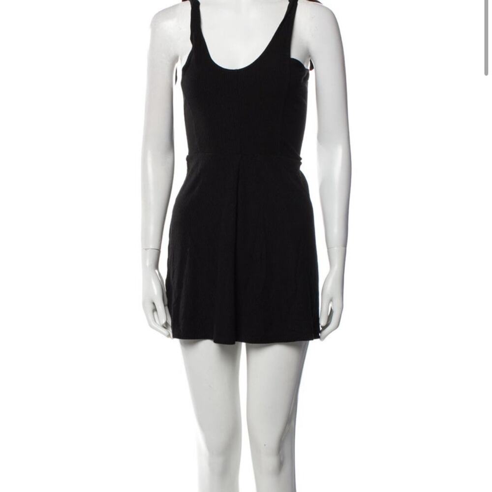 Reformation Jeans Black Scoop Neck Ribbed Cotton Mini Dress Size Small